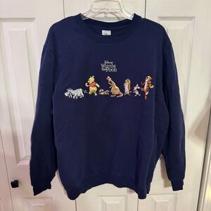 Disney Embroidered Winnie the Pooh Navy Graphic Crewneck Sweatshirt